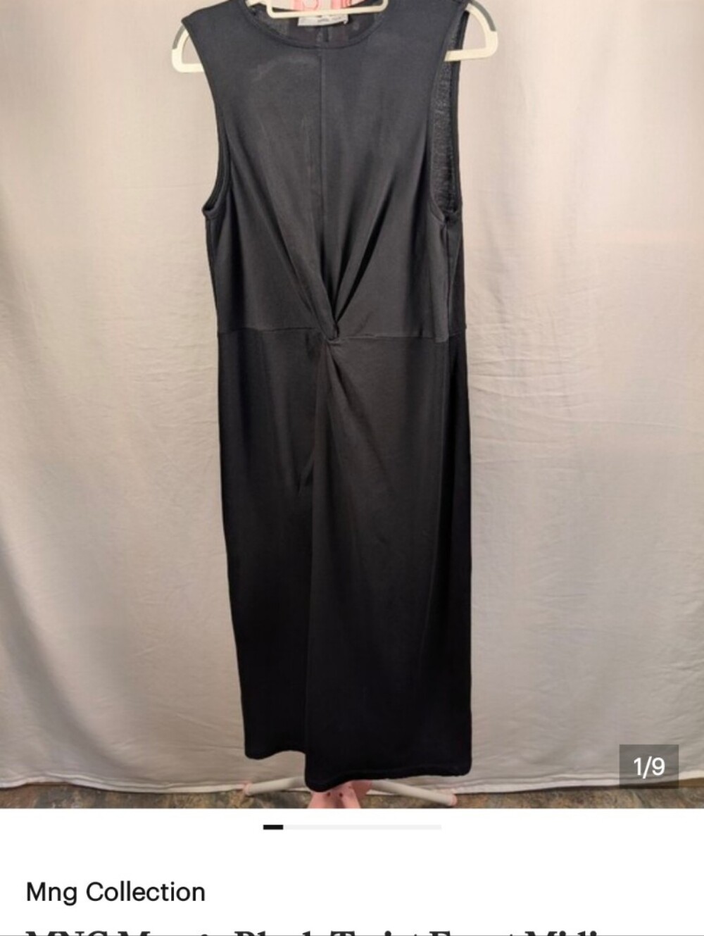 MNG Mango Black Twist Front Midi Dress Size XL US 10 - Picture 10 of 10